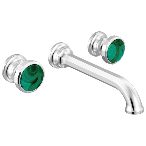 Brizo Beauclere wall mount faucet in Polished Chrome with Decorative Wheel handles, T65865LF-PCLHP and HI5865-PCMC