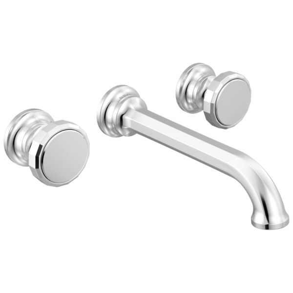 Brizo Beauclere wall mount faucet in Polished Chrome with Wheel handles, T65865LF-PCLHP and HW5865-PC