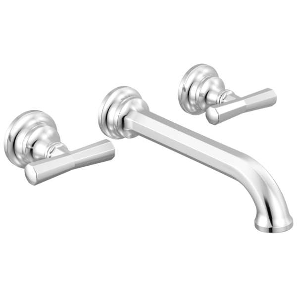 Brizo Beauclere wall mount faucet in Polished Chrome with Cross handles, T65865LF-PCLHP and HX5865-PC