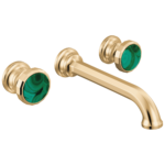 Brizo Beauclere wall mount faucet in Brilliance® Polished Gold with Decorative Wheel handles, T65865LF-PGLHP and HI5865-PGMC