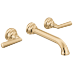 Brizo Beauclere wall mount faucet in Brilliance® Polished Gold with Lever handles, T65865LF-PGLHP and HL5865-PG