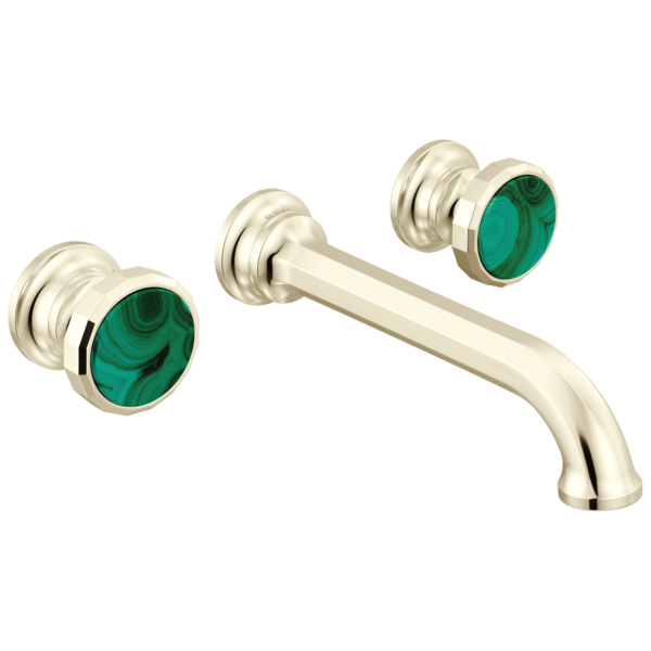 Brizo Beauclere wall mount faucet in Brilliance® Polished Nickel with Decorative Wheel handles, T65865LF-PNLHP and HI5865-PNMC