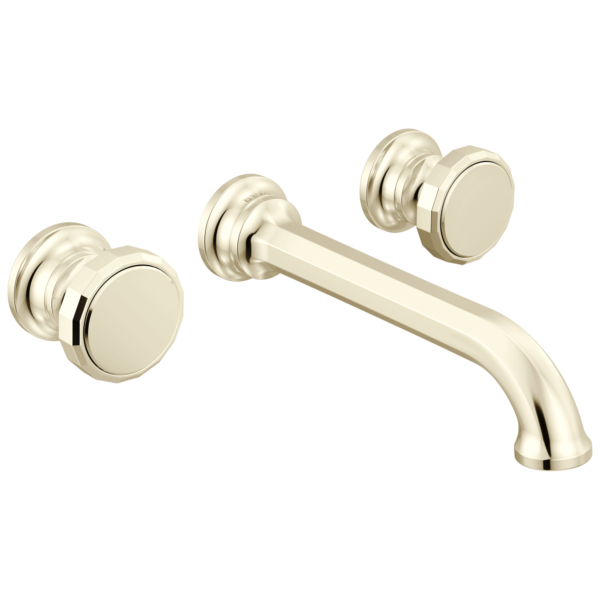 Brizo Beauclere wall mount faucet in Brilliance® Polished Nickel with Wheel handles, T65865LF-PNLHP and HW5865-PN
