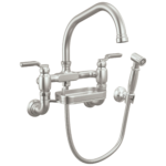 Brizo Faircroft Wall Mount Bridge Faucet with Angled Spout and Side Sprayer in Brilliance® Stainless with Industrial Lever handle, 621249LF-SSLHP--HLR048-SS