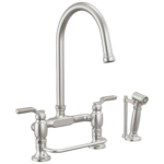 Brizo Faircroft Deck Mount Bridge Faucet with Arc Spout and Side Sprayer in Brilliance® Stainless with Industrial Lever handle, 62548LF-SSLHP--HLR048-SS