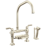 Brizo Faircroft Deck Mount Bridge Faucet with Angled Spout and Side Sprayer in Brilliance® Polished Nickel with Industrial Lever handle, 62549LF-PNLHP--HLR048-PN