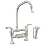 Brizo Faircroft Deck Mount Bridge Faucet with Angled Spout and Side Sprayer in Brilliance® Stainless with Industrial Lever handle, 62549LF-SSLHP--HLR048-SS
