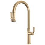 Brizo Faircroft Pull-Down Faucet with Arc Spout in Brilliance® Luxe Gold® with Industrial Lever handle, 63048LF-GLLHP--HLK048-GL