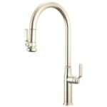 Brizo Faircroft Pull-Down Faucet with Arc Spout in Brilliance® Polished Nickel with Industrial Lever handle, 63048LF-PNLHP--HLK048-PN