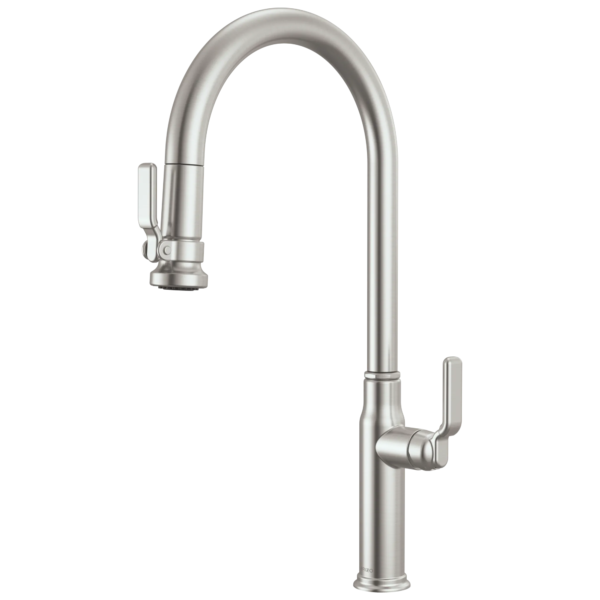Brizo Faircroft Pull-Down Faucet with Arc Spout in Brilliance® Stainless with Industrial Lever handle, 63048LF-SSLHP--HLK048-SS