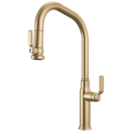 Brizo Faircroft Pull-Down Faucet with Angled Spout in Brilliance® Luxe Gold® with Industrial Lever handle, 63049LF-GLLHP--HLK048-GL