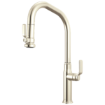 Brizo Faircroft Pull-Down Faucet with Angled Spout in Brilliance® Polished Nickel with Industrial Lever handle, 63049LF-PNLHP--HLK048-PN