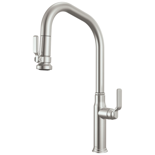 Brizo Faircroft Pull-Down Faucet with Angled Spout in Brilliance® Stainless with Industrial Lever handle, 63049LF-SSLHP--HLK048-SS