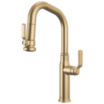 Brizo Faircroft Pull-Down Prep Faucet with Angled Spout in Brilliance® Luxe Gold® with Industrial Lever handle, 63949LF-GLLHP--HLK048-GL