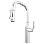 Brizo Faircroft Pull-Down Prep Faucet with Angled Spout in Polished Chrome with Industrial Lever handle, 63949LF-PCLHP--HLK048-PC