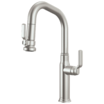 Brizo Faircroft Pull-Down Prep Faucet with Angled Spout in Brilliance® Stainless with Industrial Lever handle, 63949LF-SSLHP--HLK048-SS