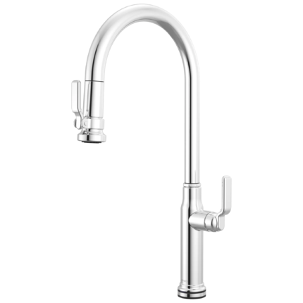 Brizo Faircroft SmartTouch® Pull-Down Faucet with Arc Spout in Polished Chrome with Industrial Lever handle, 64048LF-PCLHP--HLK048-PC