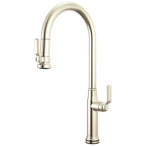 Brizo Faircroft SmartTouch® Pull-Down Faucet with Arc Spout in Brilliance® Polished Nickel with Industrial Lever handle, 64048LF-PNLHP--HLK048-PN