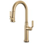 Brizo Faircroft SmartTouch® Pull-Down Prep Faucet with Arc Spout in Brilliance® Luxe Gold® with Industrial Lever handle, 64948LF-GLLHP--HLK048-GL