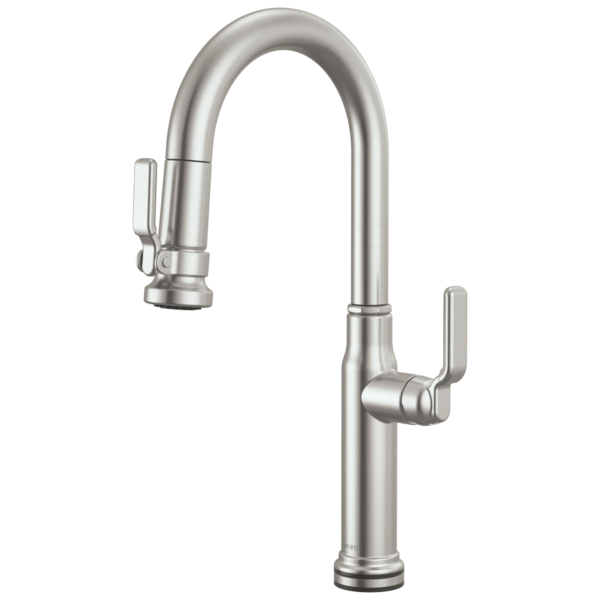 Brizo Faircroft SmartTouch® Pull-Down Prep Faucet with Arc Spout in Brilliance® Stainless with Industrial Lever handle, 64948LF-SSLHP--HLK048-SS