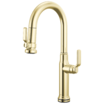Brizo Faircroft SmartTouch® Pull-Down Prep Faucet with Arc Spout in Unlacquered Brass with Industrial Lever handle, 64948LF-ULBLHP--HLK048-ULB