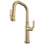 Brizo Faircroft SmartTouch® Pull-Down Prep Faucet with Angled Spout in Brilliance® Luxe Gold® with Industrial Lever handle, 64949LF-GLLHP--HLK048-GL