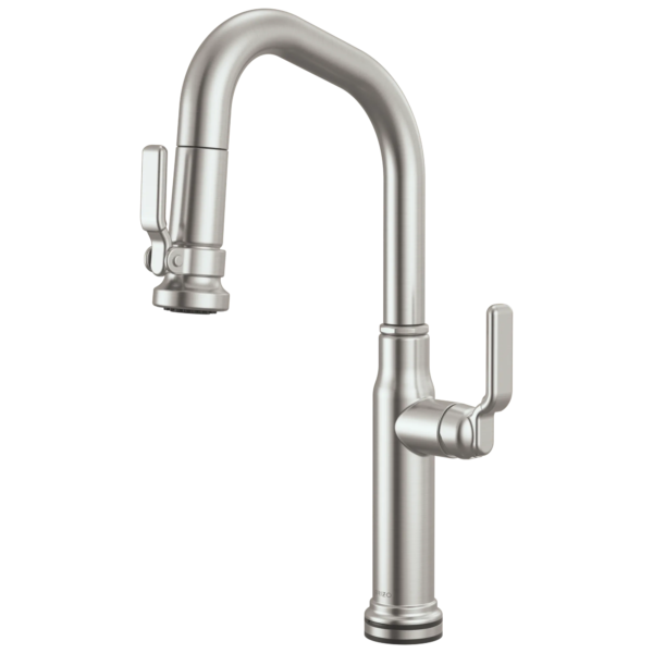 Brizo Faircroft SmartTouch® Pull-Down Prep Faucet with Angled Spout in Brilliance® Stainless with Industrial Lever handle, 64949LF-SSLHP--HLK048-SS