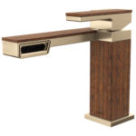 Brizo Frank Lloyd Wright single-handle bathroom faucet in Brilliance® Luxe Gold® / Wood