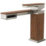 Brizo Frank Lloyd Wright single-handle bathroom faucet in Brilliance® Luxe Nickel® / Wood
