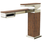 Brizo Frank Lloyd Wright single-handle bathroom faucet in Brilliance® Polished Nickel / Wood