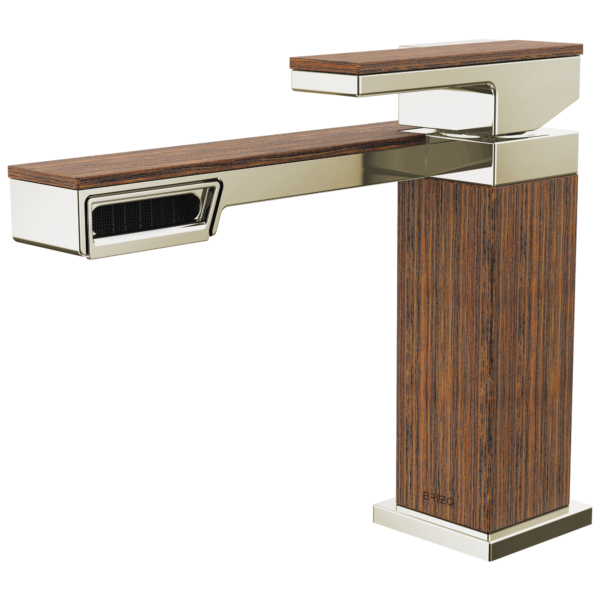 Brizo Frank Lloyd Wright single-handle bathroom faucet in Brilliance® Polished Nickel / Wood
