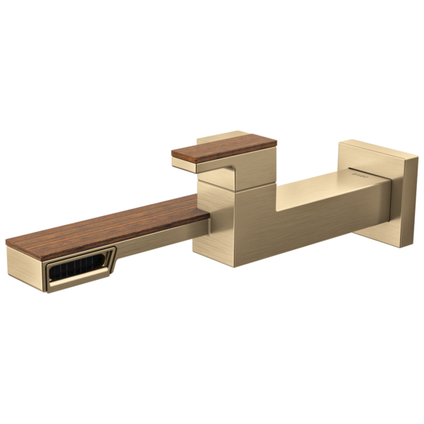 Frank Lloyd Wright wall mount bathroom faucet in Brilliance® Luxe Gold® / Wood
