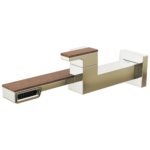 Frank Lloyd Wright wall mount bathroom faucet in Brilliance® Polished Nickel / Wood