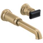 Brizo Invari wall faucet in Brilliance® Luxe Gold® with Black Crystal Knob