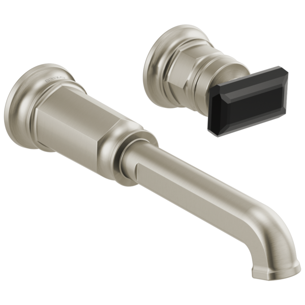 Brizo Invari wall faucet in Brilliance® Luxe Nickel® with Black Crystal Knob
