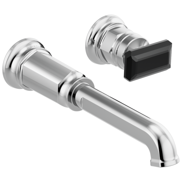 Brizo Invari wall faucet in Polished Chrome with Black Crystal Knob