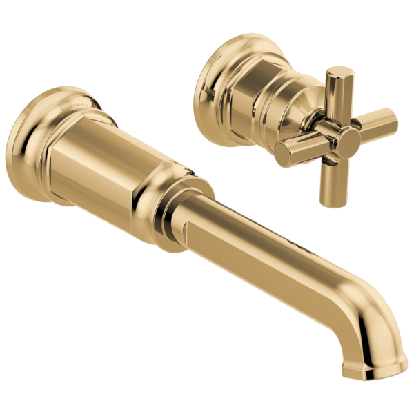 Brizo Invari wall faucet in Brilliance® Polished Gold with Cross