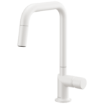 Brizo Jason Wu for Brizo Pull-Down Kitchen Faucet with Square Spout in Matte White with Metal Knob handle, 63065LF-MWLHP--HKK175-MW