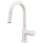 Brizo Jason Wu for Brizo Pull-Down Prep Kitchen Faucet with Arc Spout in Matte White with Metal Knob handle, 63975LF-MWLHP--HKK175-MW