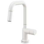 Brizo Jason Wu for Brizo SmartTouch® Pull-Down Prep Kitchen Faucet with Square Spout in Matte White with Metal Knob handle, 64965LF-MWLHP--HKK175-MW