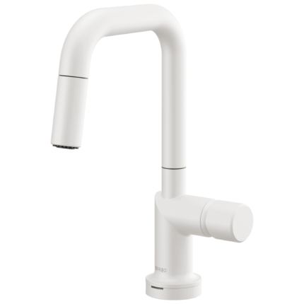 Brizo Jason Wu for Brizo SmartTouch® Pull-Down Prep Kitchen Faucet with Square Spout in Matte White with Metal Knob handle, 64965LF-MWLHP--HKK175-MW