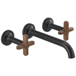 Brizo Jason Wu wall mount faucet in Matte Black with Wood Cross handles