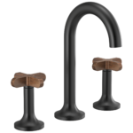Brizo widespread faucet in Matte Black with High Wood Cross handles