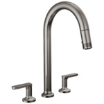 Brizo Kintsu Widespread Pull-Down Faucet with Arc Spout in Lumicoat® Black Onyx with Pull-Down Lever handle, 62506LF-BNXLHP-L--HK006-BNX-L