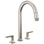 Brizo Kintsu Widespread Pull-Down Faucet with Arc Spout in Lumicoat® Stainless with Pull-Down Lever handle, 62506LF-SSLHP-L--HK006-SS-L