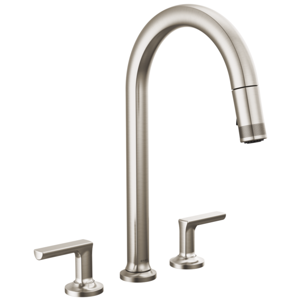 Brizo Kintsu Widespread Pull-Down Faucet with Arc Spout in Lumicoat® Stainless with Pull-Down Lever handle, 62506LF-SSLHP-L--HK006-SS-L