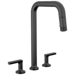 Brizo Kintsu Widespread Pull-Down Faucet with Square Spout in Matte Black with Pull-Down Lever handle, 62507LF-BLLHP--HK006-BL