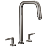 Brizo Kintsu Widespread Pull-Down Faucet with Square Spout in Lumicoat® Black Onyx with Pull-Down Lever handle, 62507LF-BNXLHP-L--HK006-BNX-L