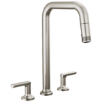 Brizo Kintsu Widespread Pull-Down Faucet with Square Spout in Lumicoat® Stainless with Pull-Down Lever handle, 62507LF-SSLHP-L--HK006-SS-L