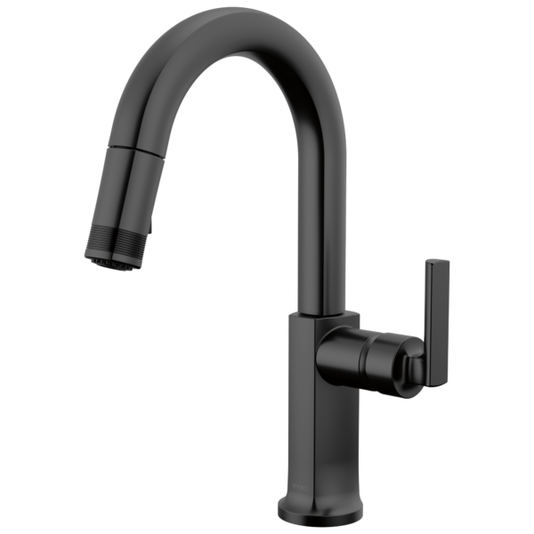 Brizo Kintsu Pull-Down Prep Faucet with Arc Spout in Matte Black with Lever handle, 63906LF-BLLHP--HLK006-BL